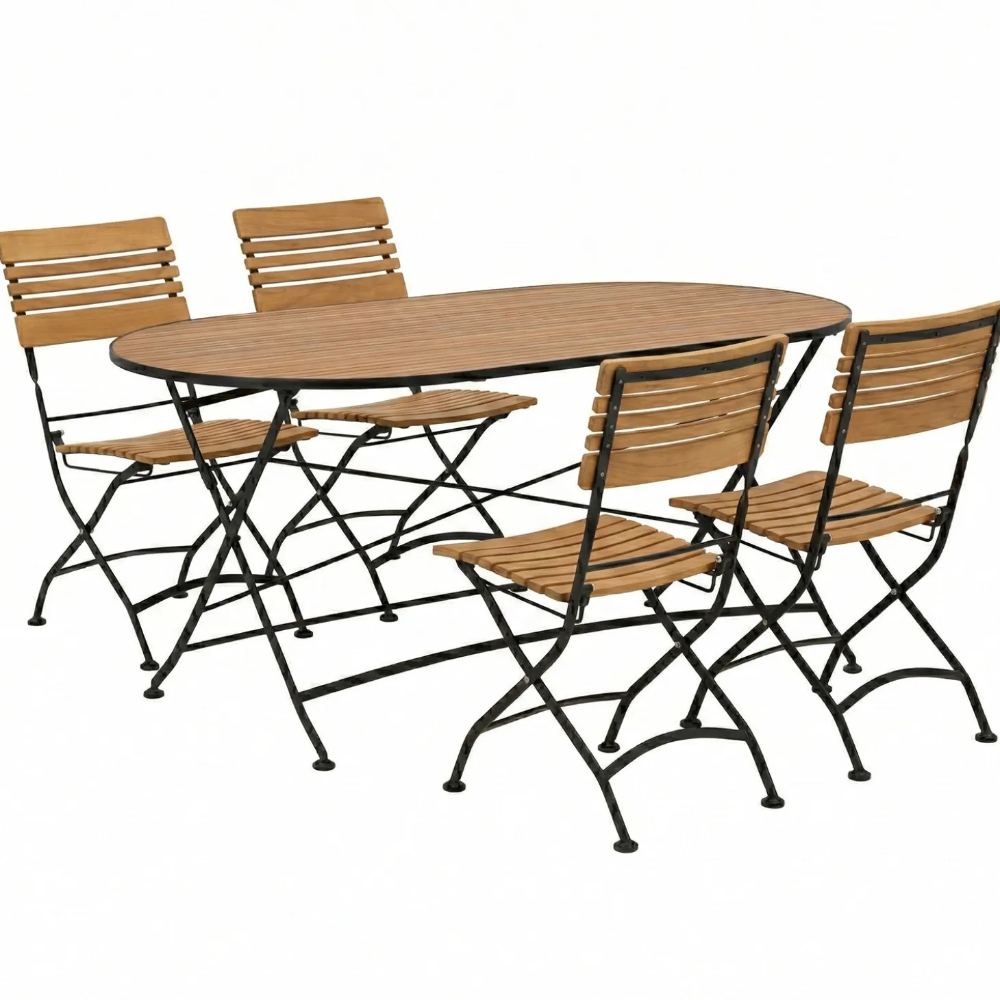 Brewer Matgrupp 160 cm Teak/Svart