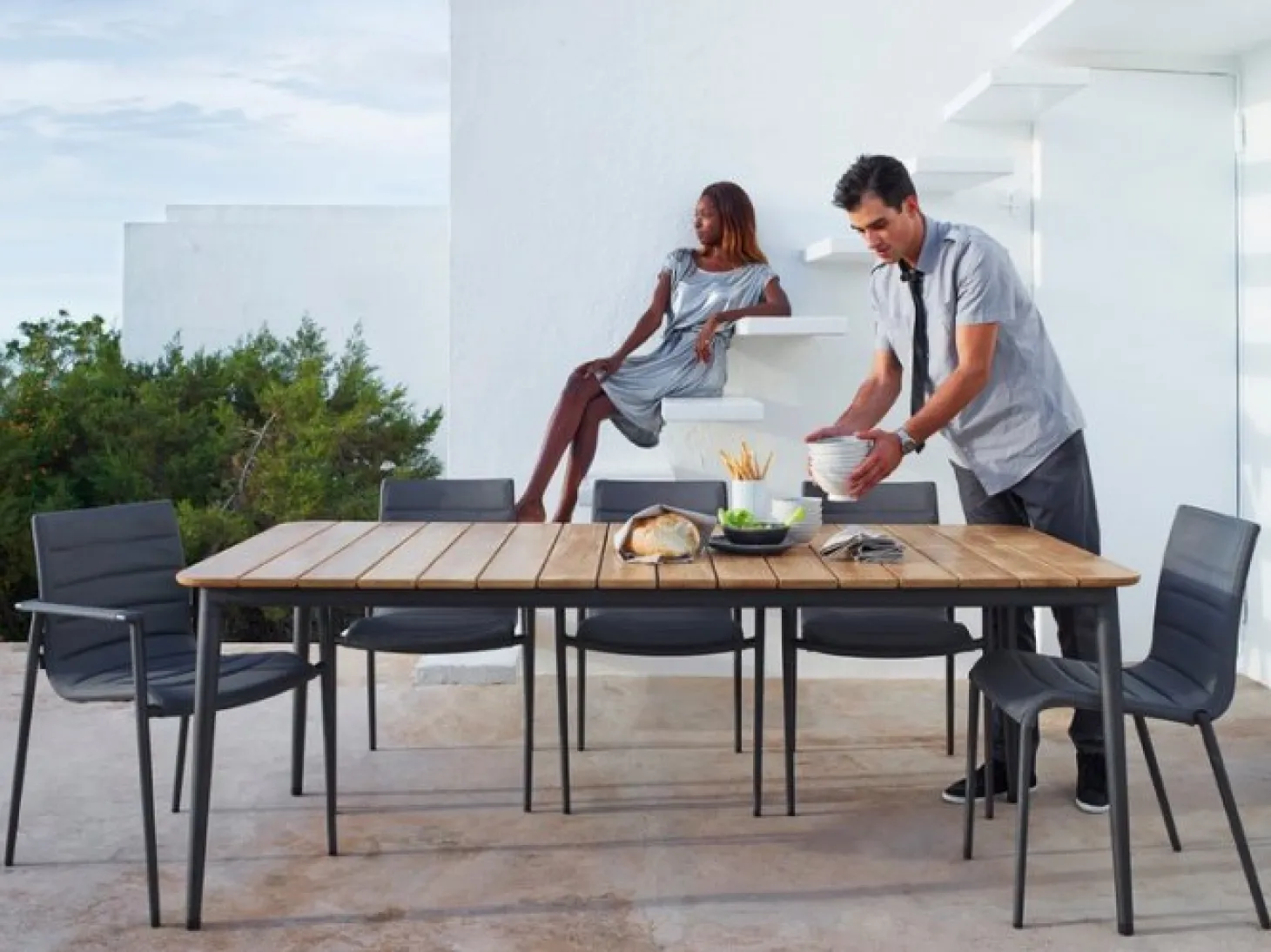 Core Bord 210x90cm Teak / Lava Grå