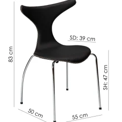 Dolphin Stol Black Leather, Chrome