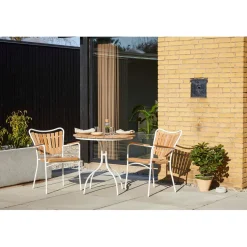 Ellen Cafébord Ø80cm i Teak och Aluminium Vit