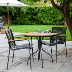 Ellen och Mood Classic Caféset i Teak och Aluminium Antracit 1 Bord + 2 Stolar