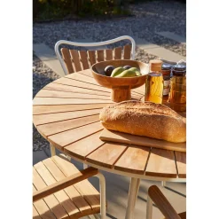 Ellen Trädgårdsbord i Teak och Aluminium 110 cm, Vit