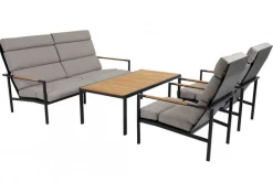 Indus 3-sits Soffa Svart/Teak