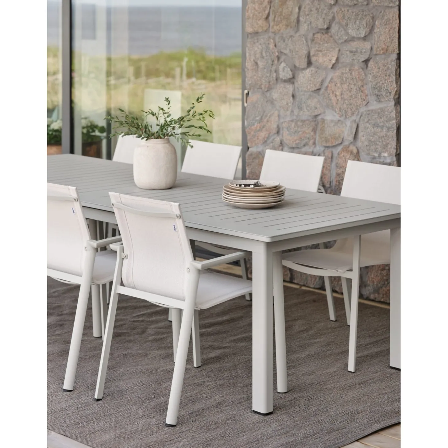 Lomma XL 260-380x100 cm Utebord Light Grey