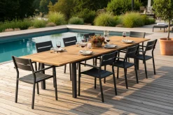 Lyon Bord 92x152-210 cm Svart/Teak