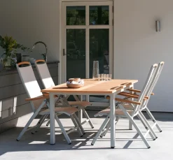 Lyon Utebord 100x224-304 cm Light Grey / Teak