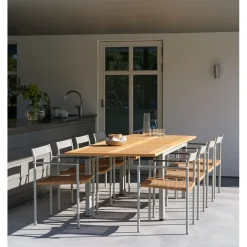 Lyon Utebord 92x194-252 cm Light Grey/ Teak