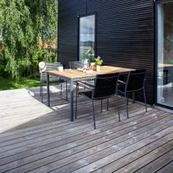 Mood/Mood Classic Trädgårdsmöbelset i Teak och Aluminium Antracit 167 cm + 4 stolar