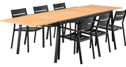 Naos Matgrupp 100x220-320 cm ink Delia Karmstolar Svart/Teak