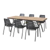 Parc Trädgårdsmöbelset Antracit/Teak 1 Bord + 6 Stolar