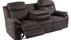 Teddy 3-Sits Reclinersoffa brungrått tyg