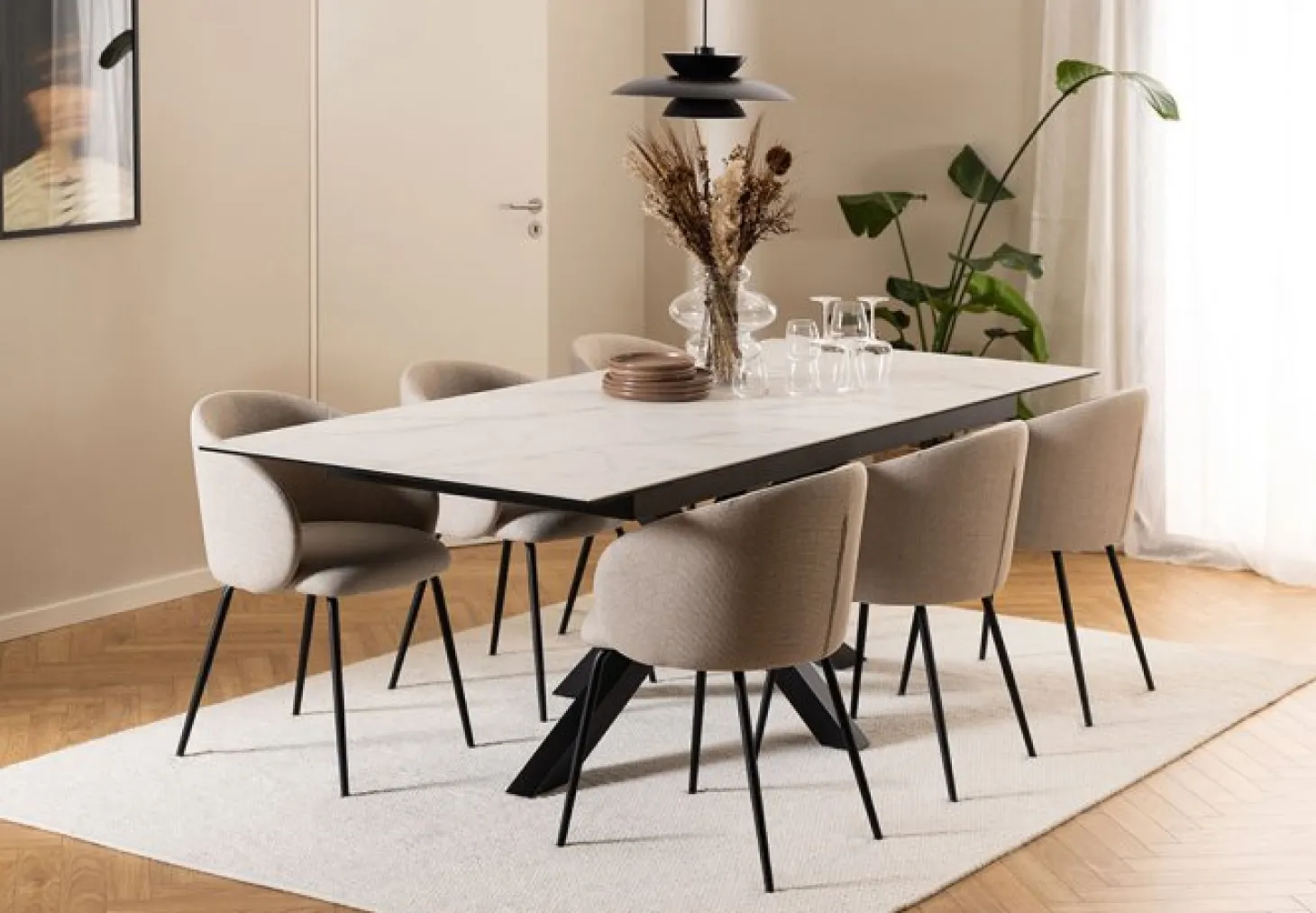 Verdun Matbord 100x200/240 cm Vit Keramik