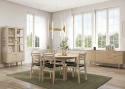 Vitrinskåp Nr.420 2st Glasdörrar & 2st Trädörrar inkl. Ljus 90x190 cm Vitoljad Ek