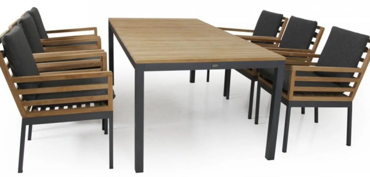 Zalongo Bord 200x100 cm Teak/Grå Alu
