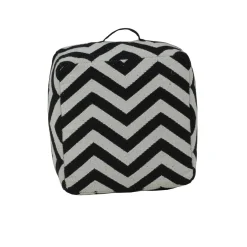 Zigzag Puff med Handtag Svart/Vit