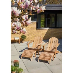 Adirondack Däckstol med Fotpall Teak