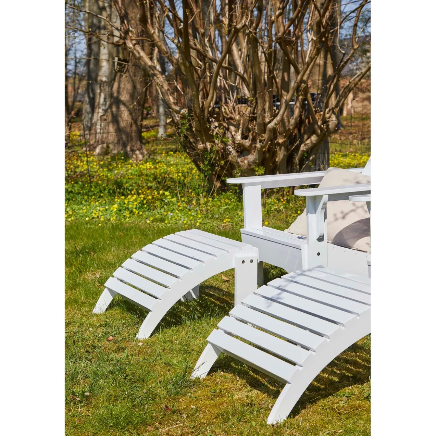 Adirondack Däckstol med Fotpall Vit
