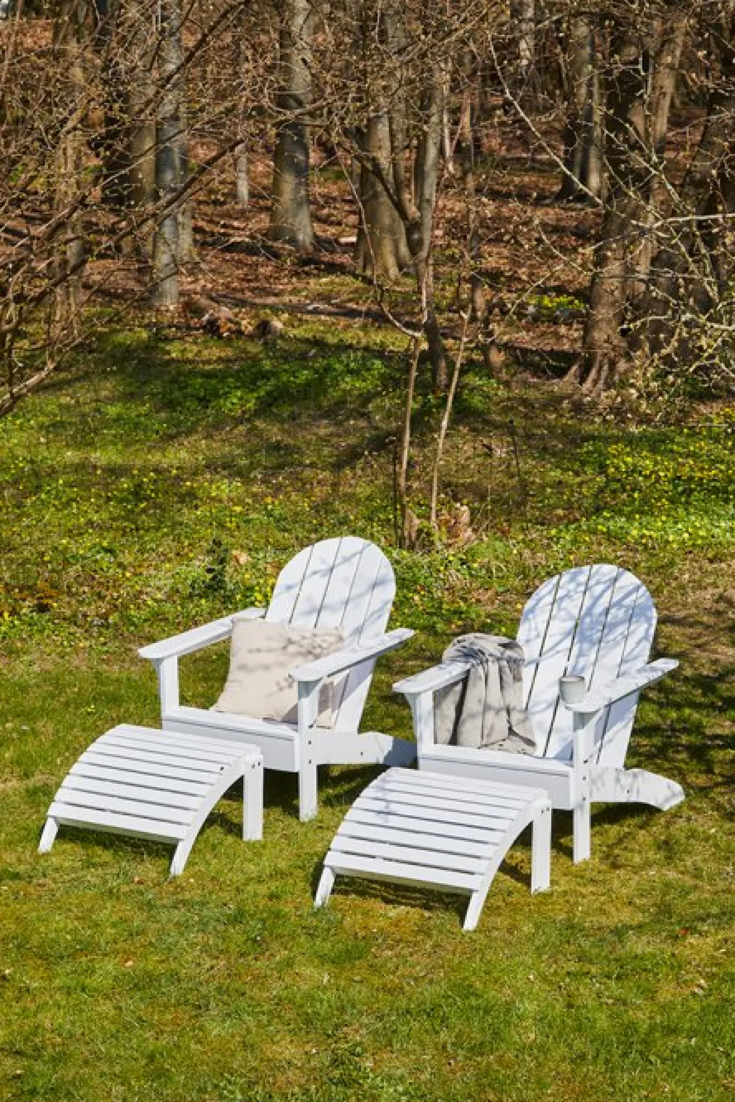 Adirondack Fotpall Vit/Trä