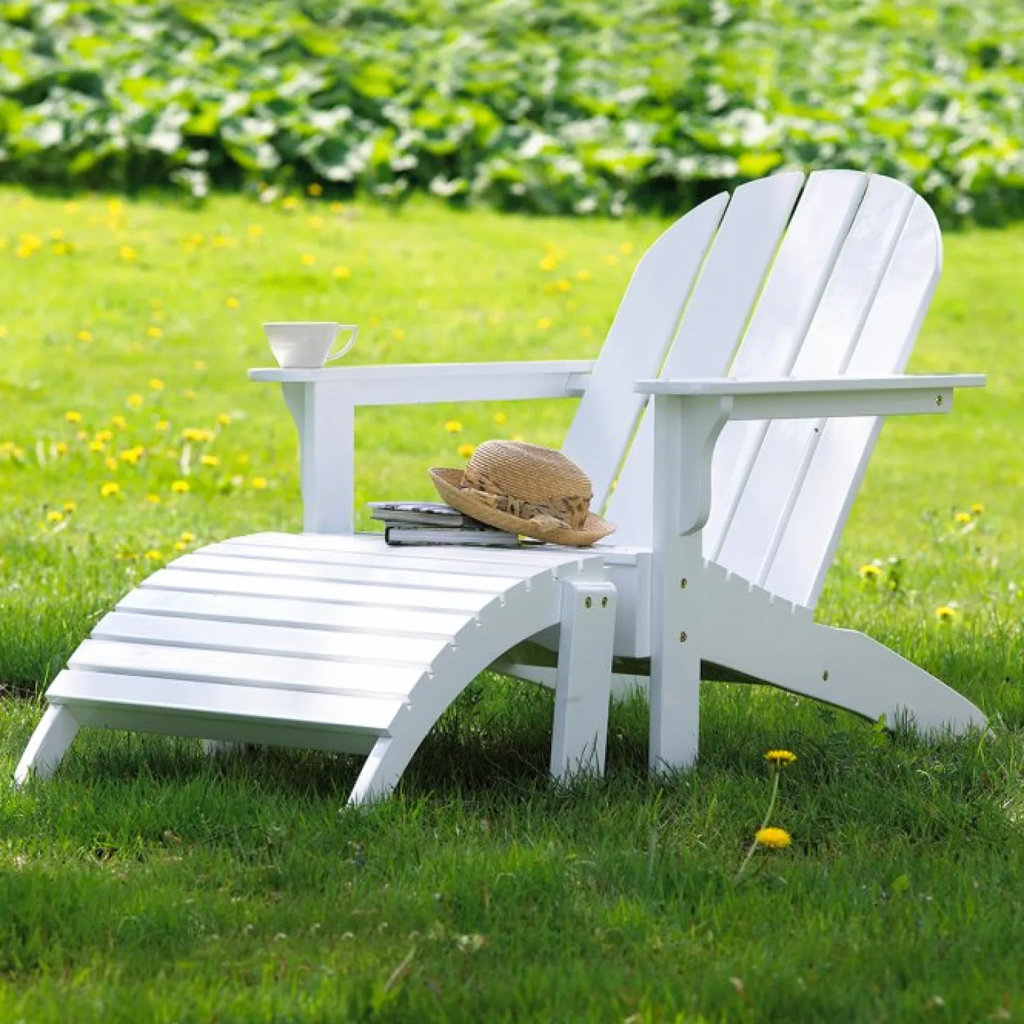 Adirondack Fotpall Vit/Trä