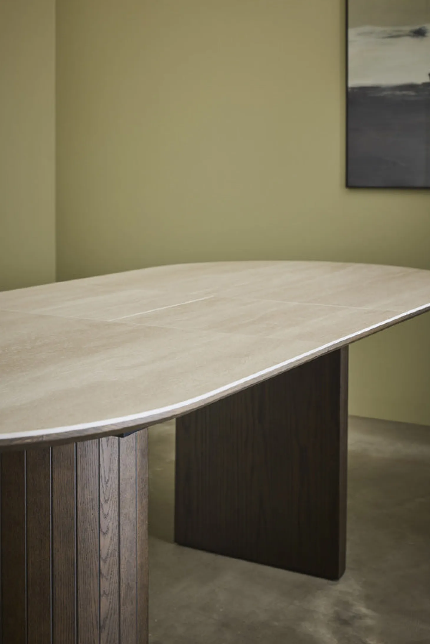 Aria Matbord 100x190-235 cm Keramisk Travertin