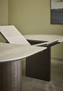 Aria Matbord 100x190-235 cm Keramisk Travertin
