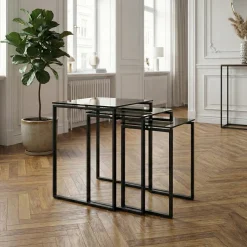 Benz Satsbord 55x50x50 cm Svart/Glas