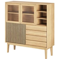 Broholm Högskåp Lameller 124x133 cm Oljad Ek