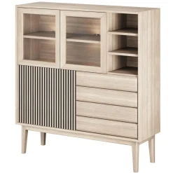 Broholm Högskåp Lameller 124x133 cm Vitoljad Ek