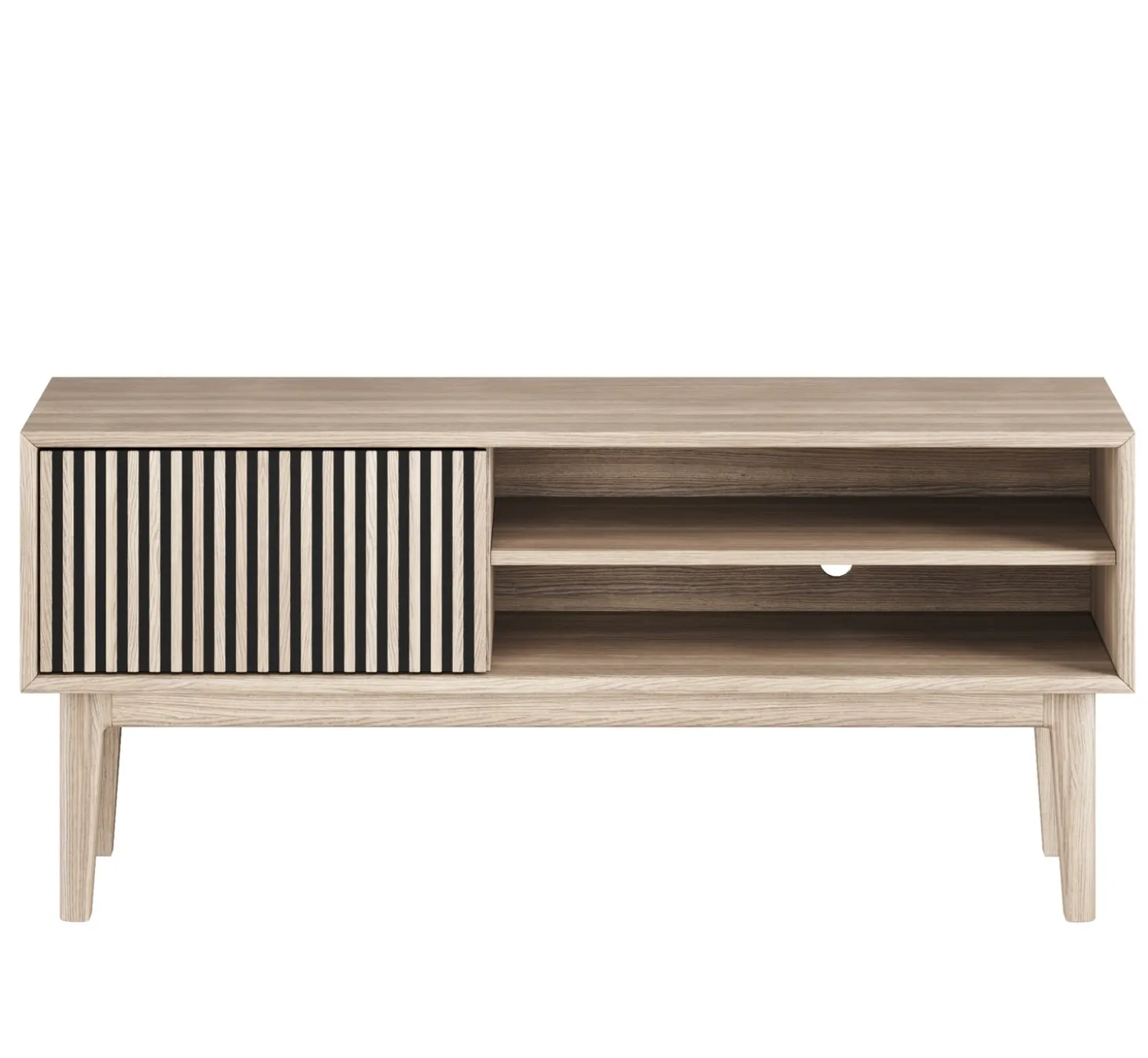 Broholm TV-bänk Lameller 124x55 cm Vitoljad Ek