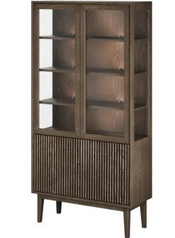 Broholm Vitrinskåp Glassidor & Lameller 100x197 cm Rökoljad Ek
