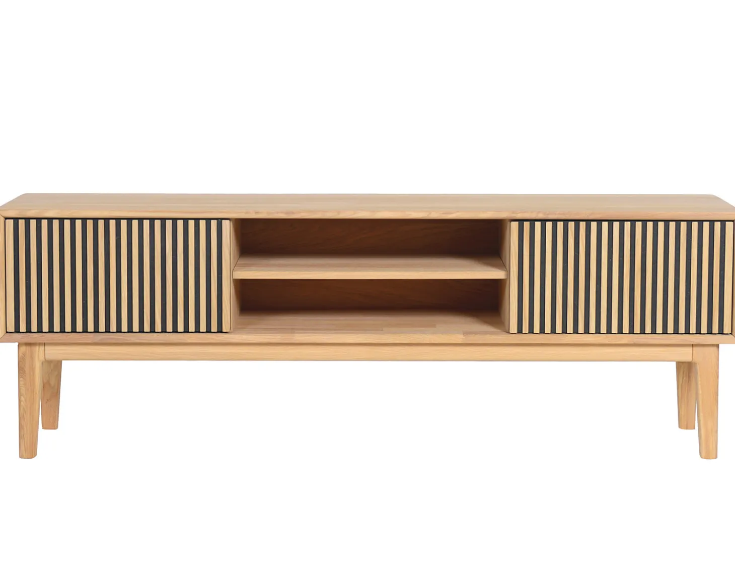 Broholm XL TV-bänk Lameller 160x55 cm Oljad Ek