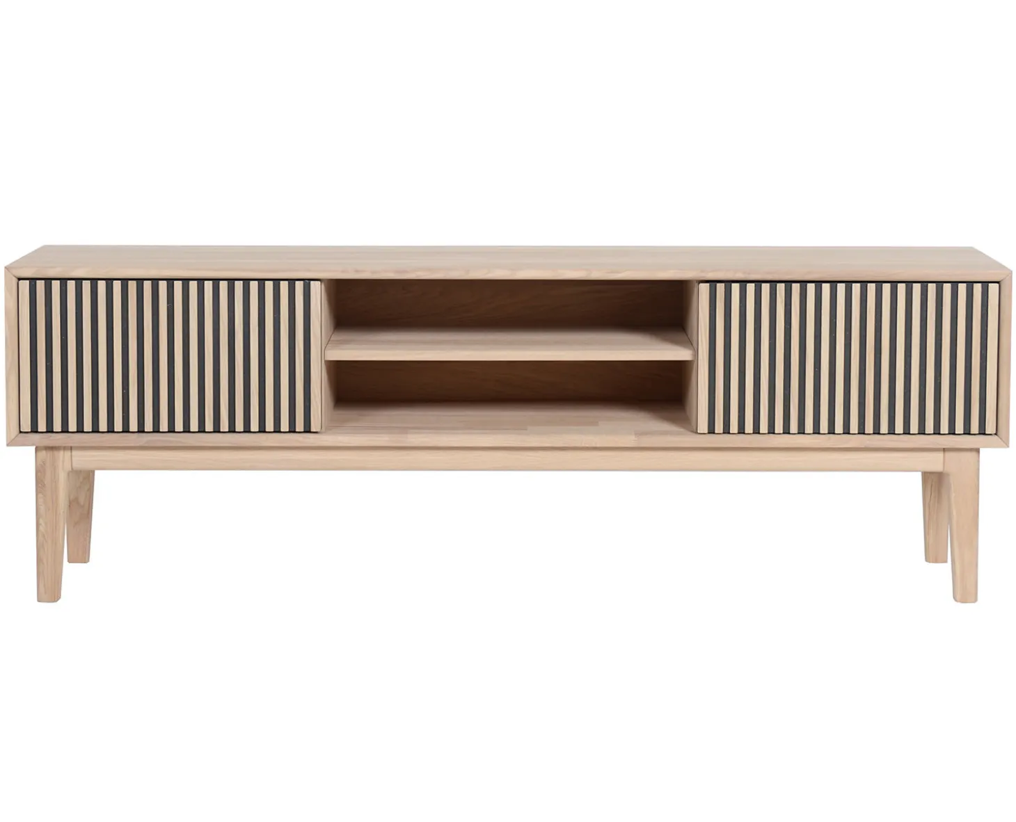 Broholm XL TV-bänk Lameller 160x55 cm Vitoljad Ek
