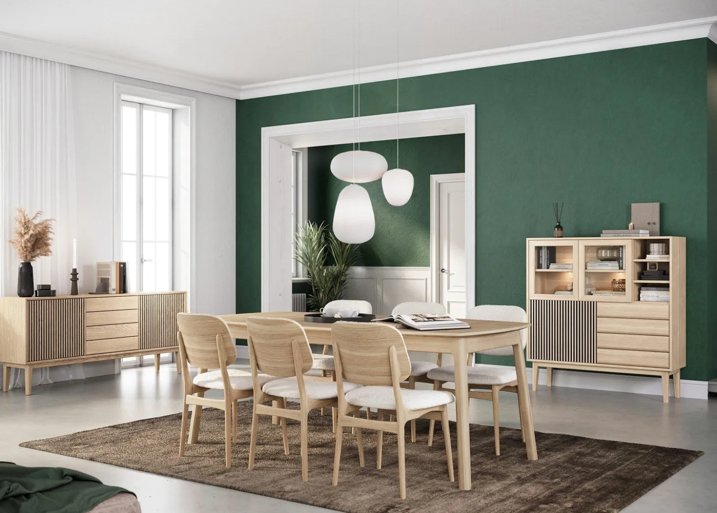 Carl Matstol Vitoljad Ek/Beige Tyg