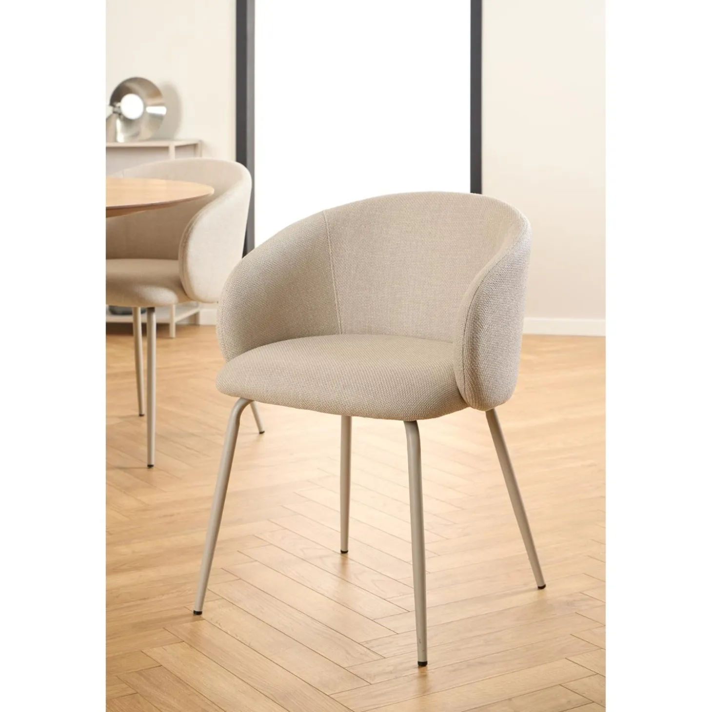 Chaumont Karmstol Basel tyg Beige/Grå