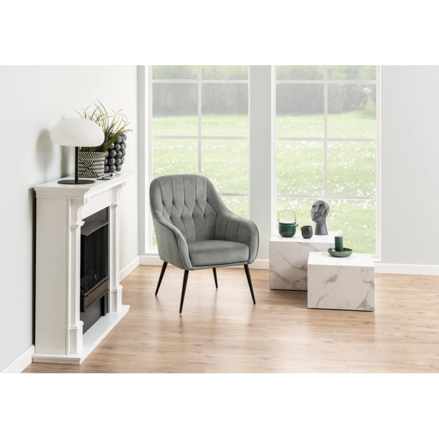 Dijon Satsbord 58x58 cm Vit Carrara