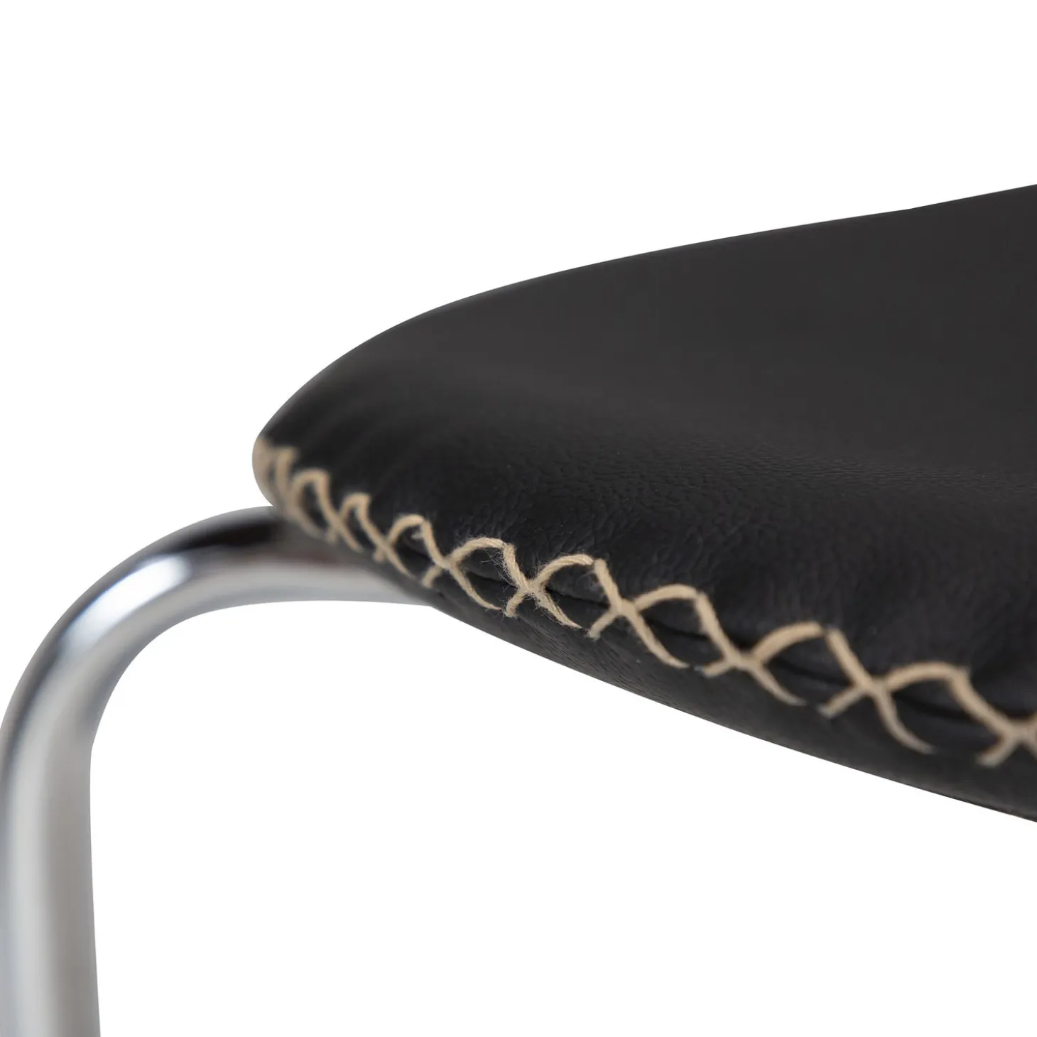 Dolphin Stol Black Leather, Chrome