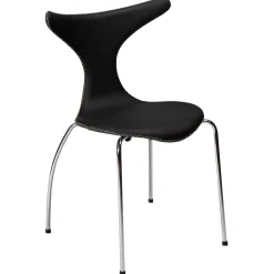 Dolphin Stol Black Leather, Chrome