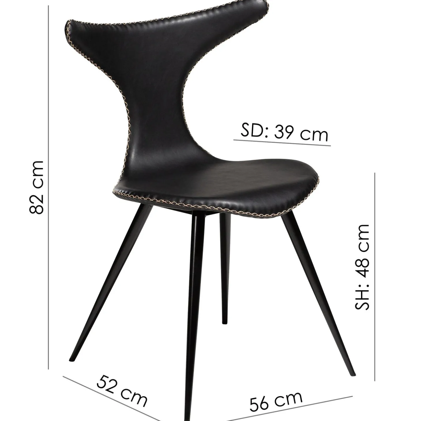 Dolphin Stol Vintage Light Brown Art.Leather, Black