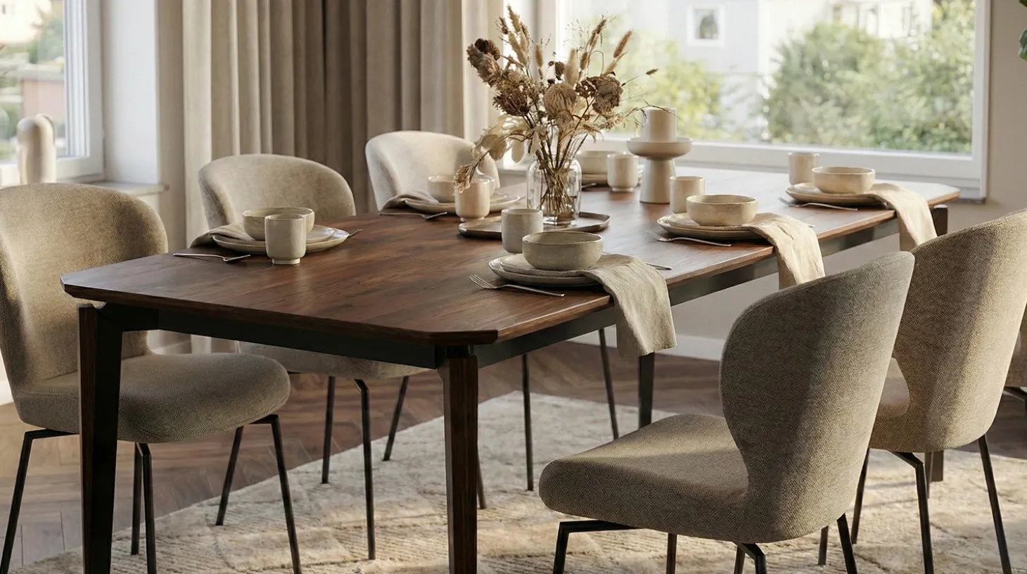 Edge Matbord 100x200-300 cm Walnut