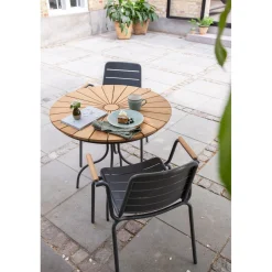 Ellen Cafébord Ø80cm i Teak och Aluminium Antracit