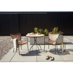 Ellen Cafébord Ø80cm i Teak och Aluminium Antracit