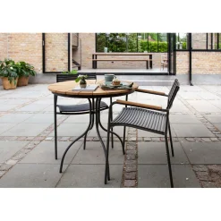 Ellen Cafébord Ø80cm i Teak och Aluminium Antracit