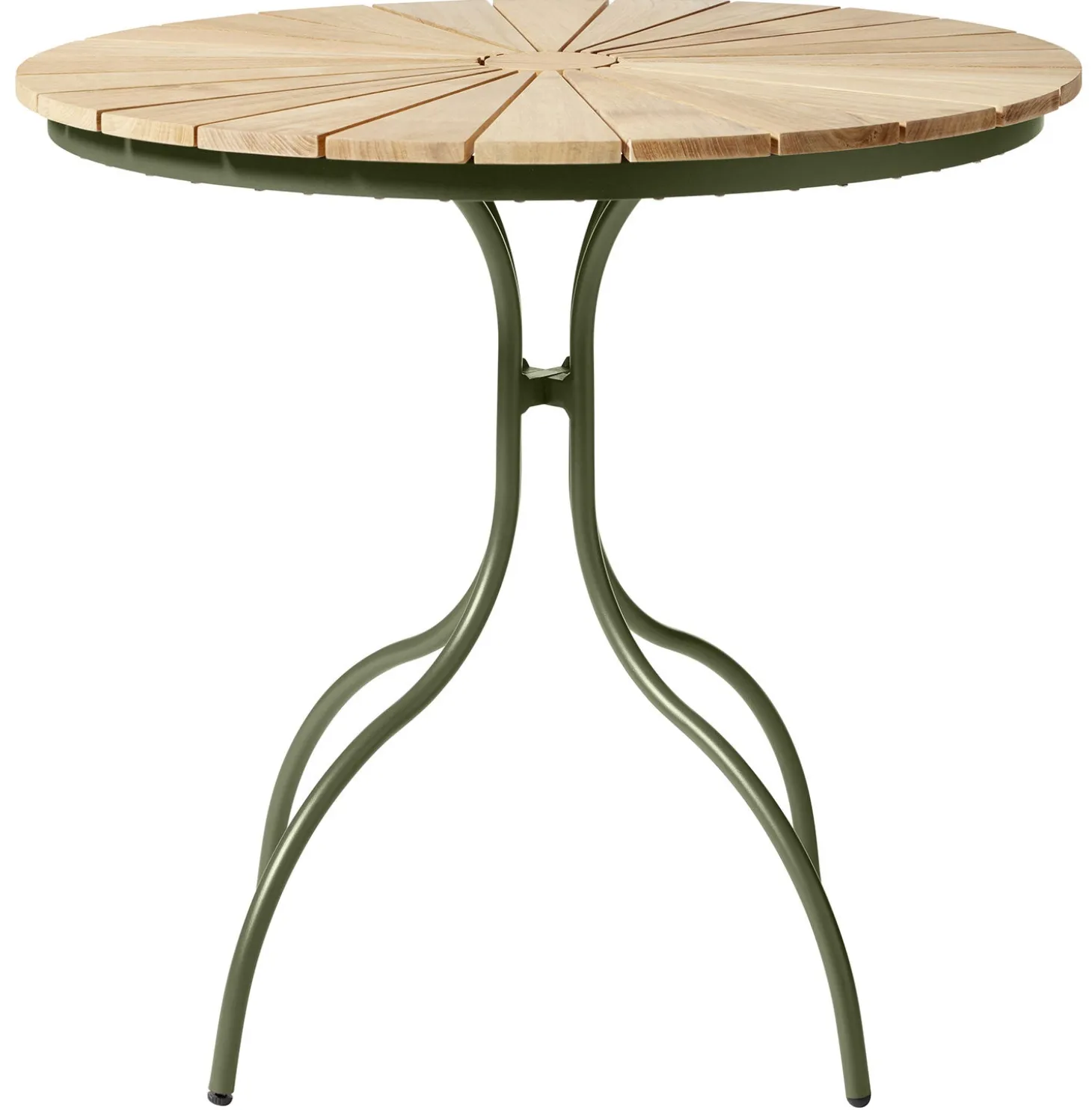 Ellen Cafébord Ø80cm i Teak och Aluminium Grön