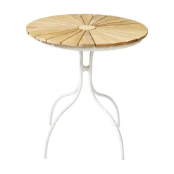 Ellen Cafébord Ø80cm i Teak och Aluminium Vit