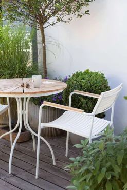 Ellen Cafébord 80 cm Rund Teak/Vit