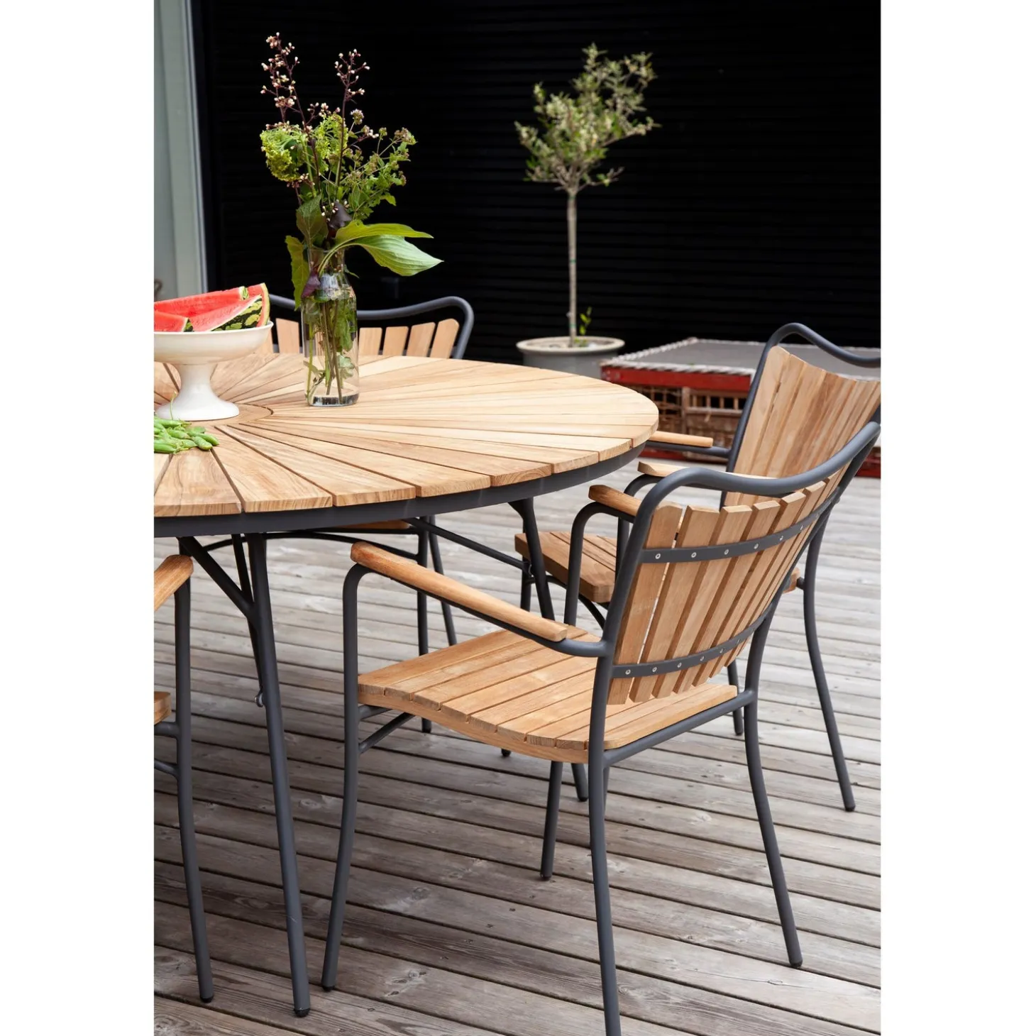 Ellen Trädgårdsbord i Teak och Aluminium 150 cm, Antracit