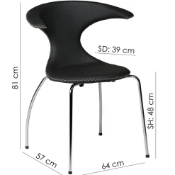 Flair Stol Black Leather, Chrome