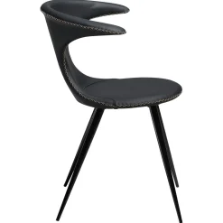 Flair Stol Black Leather, Round Black