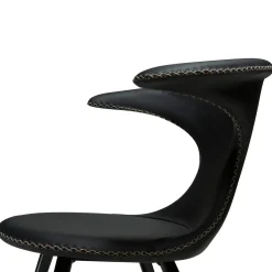Flair Stol Black Leather, Round Black