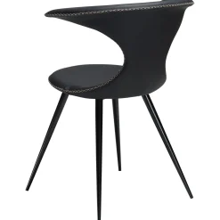 Flair Stol Black Leather, Round Black